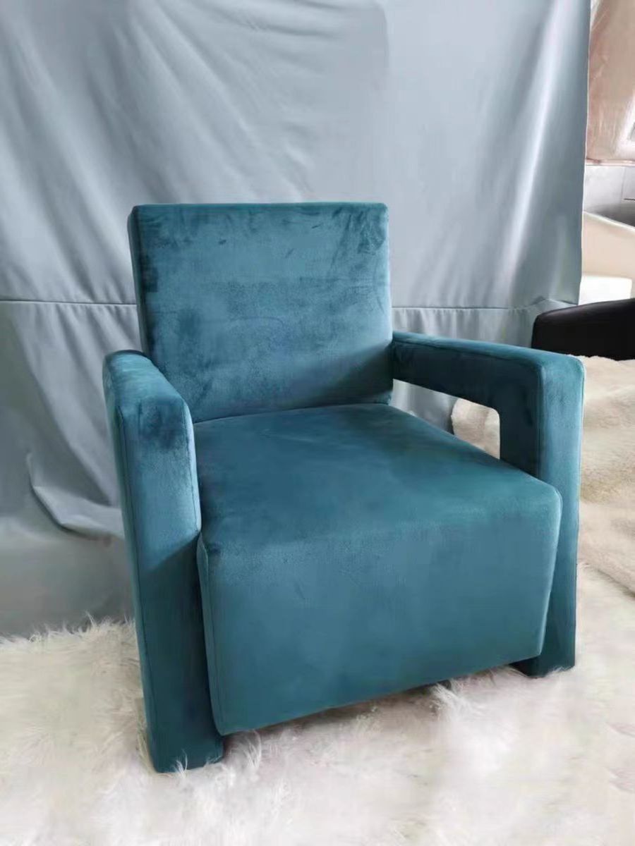 Italy Nordic leisure Monroe chair rotatable glass steel frame frosted velvet living room single seat sofa chair