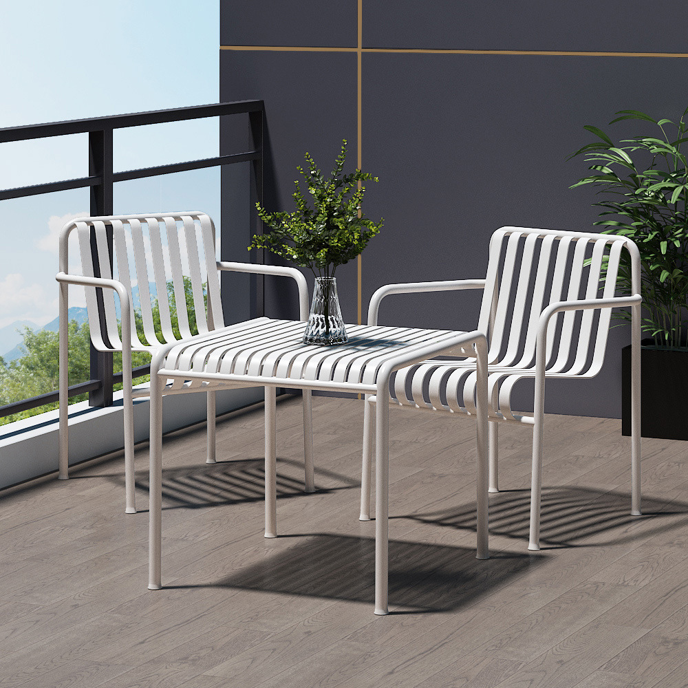 Outdoor Table and Chair Combination Outdoor Garden Aluminum Backrest High Leg Stool Creative Simple Outdoor Balcony Dining Chair