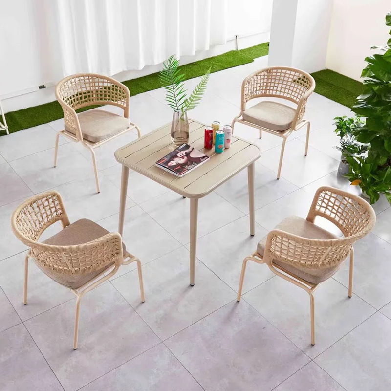 Rope Outdoor Furniture Outside Garden Modern Leisure Garden Courtyard Chairs Aluminium Frame Outside Chair