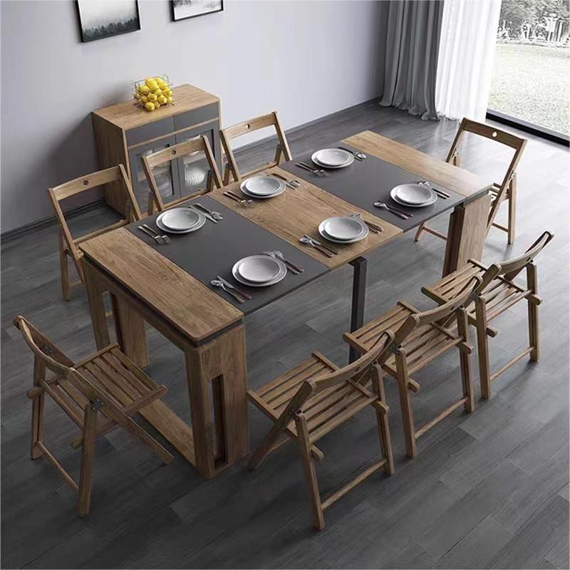 Hot Sale Nordic Style Retractable Folding Table for Family MDF Board Covered Table Living Room Dining Table Home Furniture