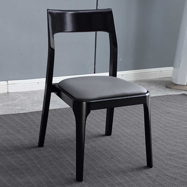 Hot Sale Cheap Kitchen Study Black Dining Room Chair Solid  Wood Chair With PU  Leather Cushion