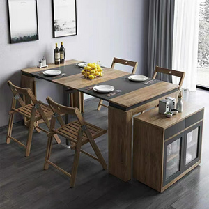 Hot Sale Nordic Style Retractable Folding Table for Family MDF Board Covered Table Living Room Dining Table Home Furniture