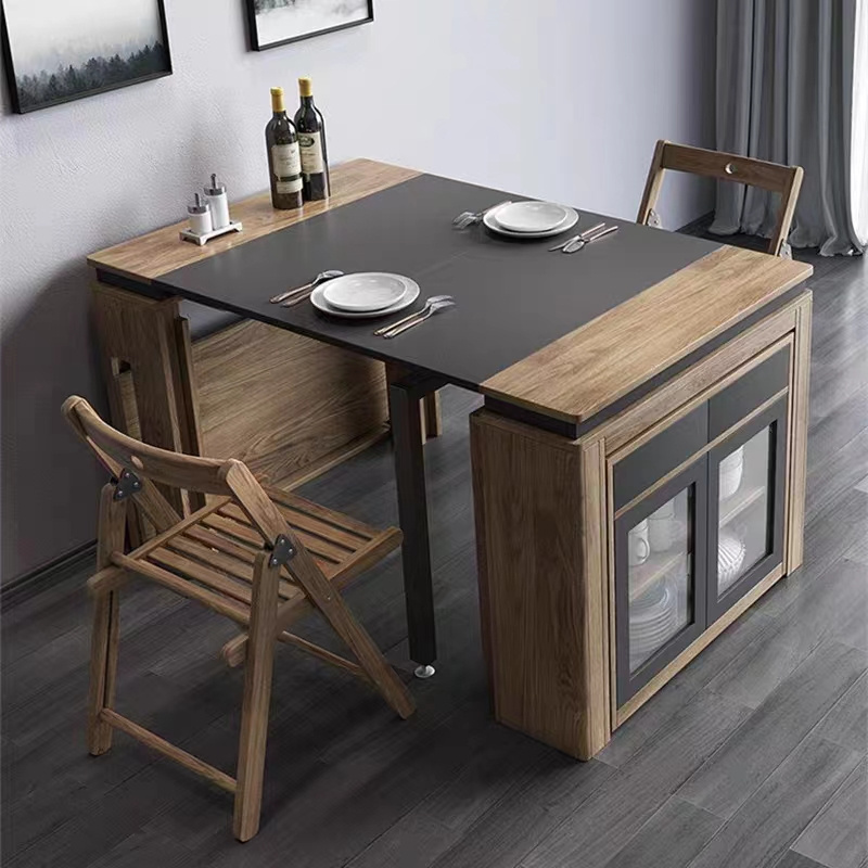 Hot Sale Nordic Style Retractable Folding Table for Family MDF Board Covered Table Living Room Dining Table Home Furniture