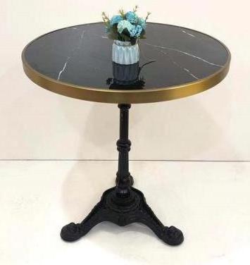 Wholesale outdoor furniture custom outdoor restaurant dining table black marble top metal base round bistro table