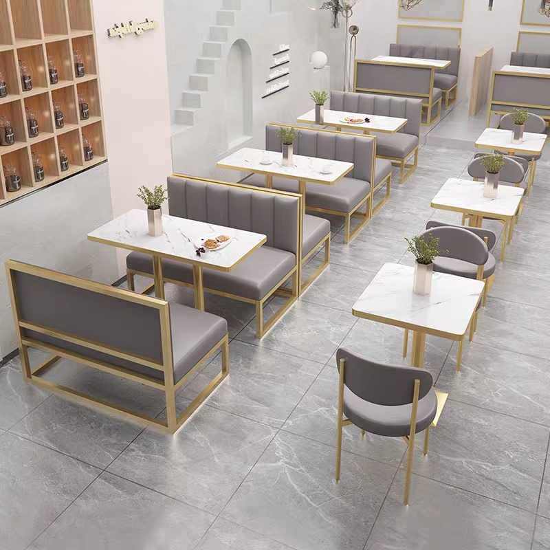 Customize Booths Cafe Restaurant Seating Furniture PU Leather Booth Metal Frame Sofa Bench Seat