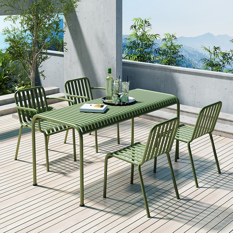 Outdoor Table and Chair Combination Outdoor Garden Aluminum Backrest High Leg Stool Creative Simple Outdoor Balcony Dining Chair