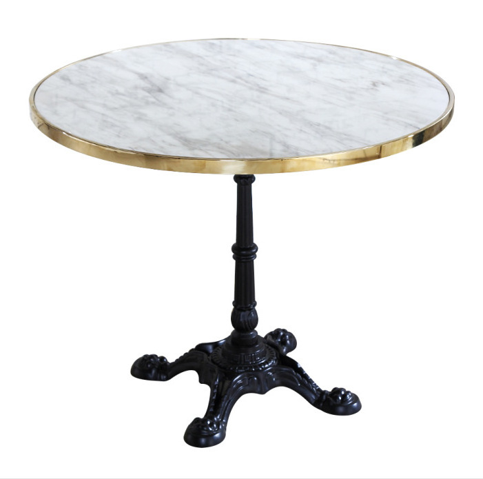 Wholesale outdoor furniture custom outdoor restaurant dining table black marble top metal base round bistro table