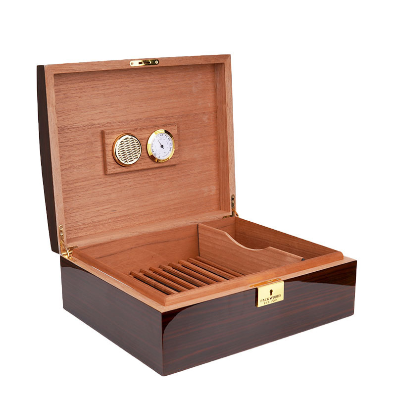 Hot Selling Luxury Unique Design Cigar Holder Custom Handmade Cedar wood Humidor Large Capacity Wooden Cigar Boxes With Lock