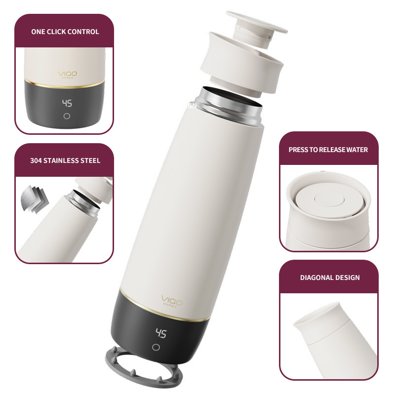 2023 Electric Portable Smart Heating Drink Cup Warmer Smart Water Bottle With Temperature Display