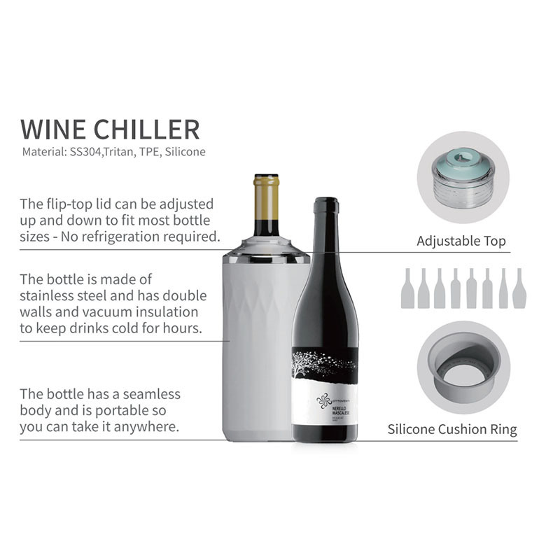 Fashion Design Insulated Vacuum Design Stainless Wine Buckets And Bottle Chillers