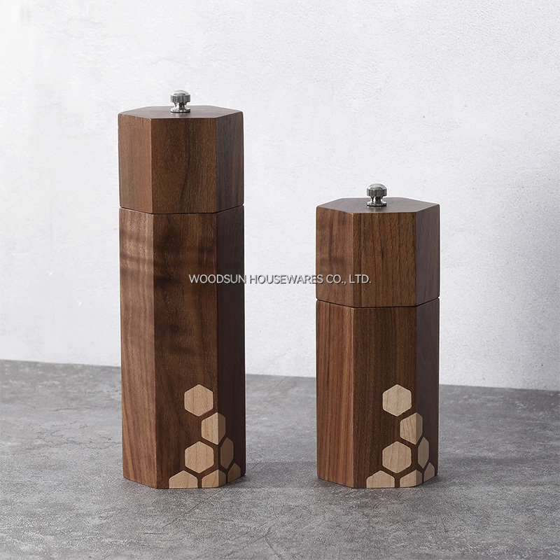 Wholesale Custom Black Walnut Hard Maple Modern Pepper Grinder And Salt Mill