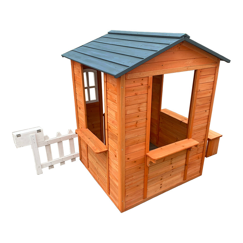 Customized Color Easy Assembly Cheap Wooden Children Playground Playhouse For Kid Wooden Kids Outdoor