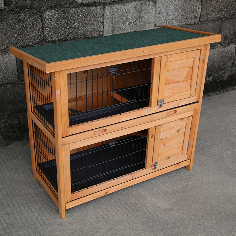 Wooden Rabbit Hutch Backyard  Bunny Cage  Multi-Layer Luxury Pet House for Small Animals