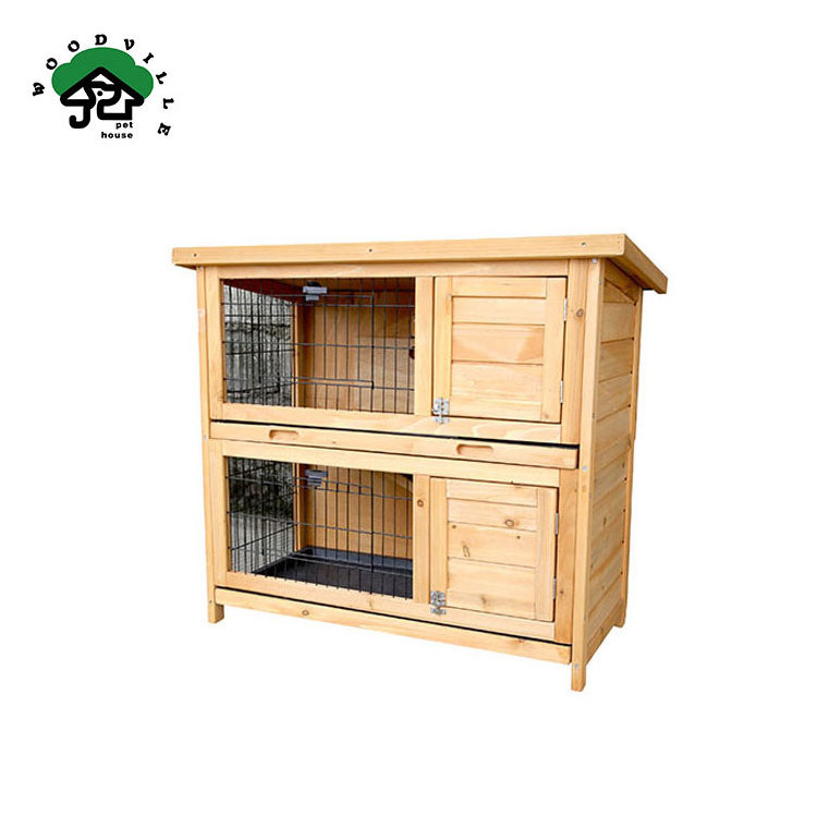 Wooden Rabbit Hutch Backyard  Bunny Cage  Multi-Layer Luxury Pet House for Small Animals