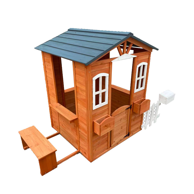 Customized Color Easy Assembly Cheap Wooden Children Playground Playhouse For Kid Wooden Kids Outdoor