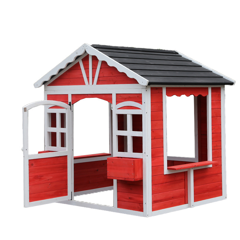 WoodVille Kid's Wooden Playhouse Garden Cottage Kid's Backyard Playground Cubby play House for Kids' Fun