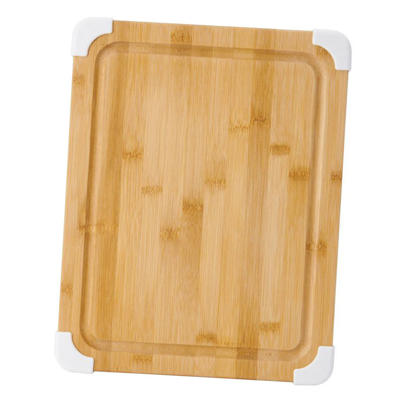 Non-slip Bamboo Cutting Board with Juice Trough with Protective Sleeve White Nature Color Cutting Board