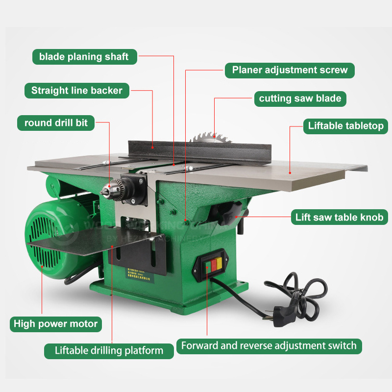 Hz509 Combined Multipurpose Multifunctional Mini Wood Jointer Planer Combination Multi Function Planer & Slotting Machines