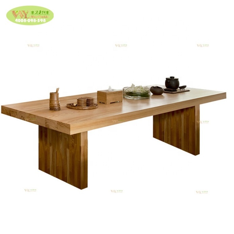 Classic 6 Seater Solid White Oak Wood Dining Table Set / Home And Restaurant Use White Oak Wood Dinner Table With Benches