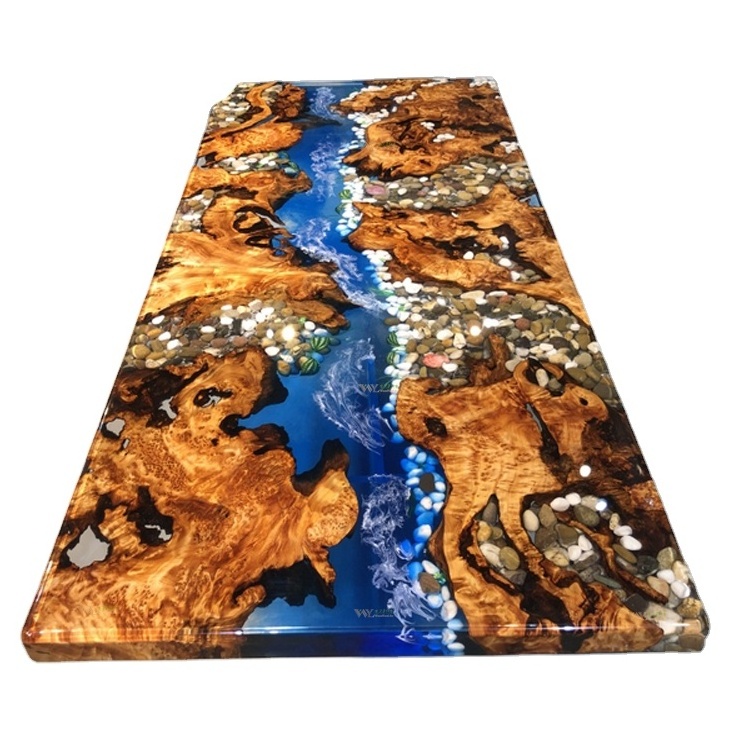 River Slab Table Dining Table Custom Epoxy Resin Walnut Wood Solid Home Furniture Kitchen Cabinets Modern Live Edge Dining Table