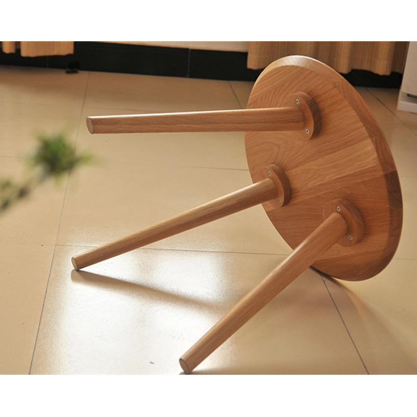 Wholesale Solid Wood Living Room Furniture Design Modern Indoor Round 3 Legs Wooden Tea Table