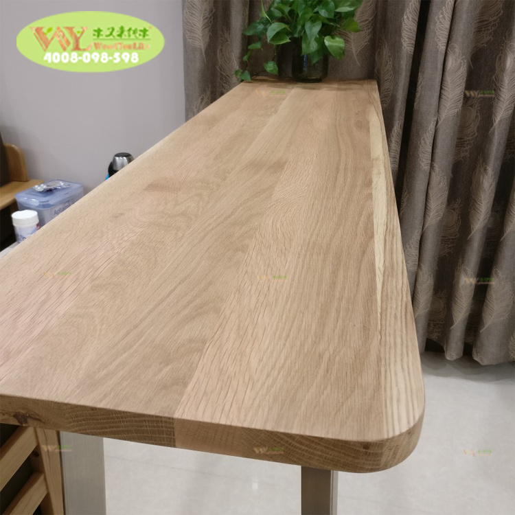 Factory Bespoke High Bar Table Metal Legs / Solid Wood SLB White Oak Bar Table And Metal Base