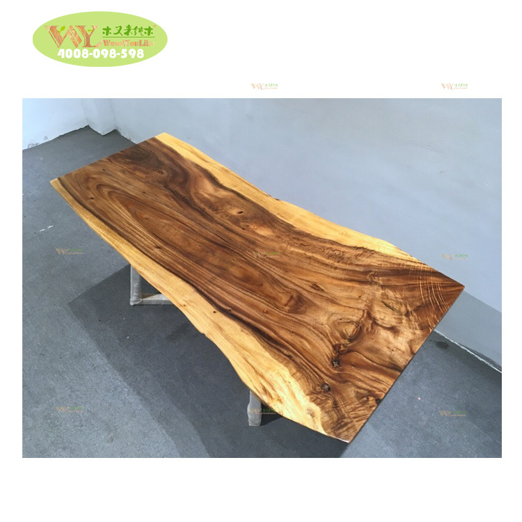 Walnut Slab Dining Table Live Edge Slab Table Hot Selling Suar Wood Ecuador Wood Factory Price Solid Home Furniture Modern