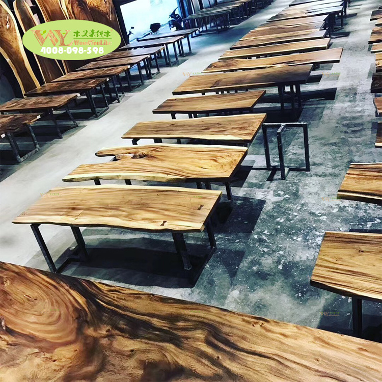 Walnut Slab Dining Table Live Edge Slab Table Hot Selling Suar Wood Ecuador Wood Factory Price Solid Home Furniture Modern