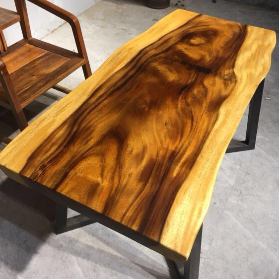 Walnut Slab Dining Table Live Edge Slab Table Hot Selling Suar Wood Ecuador Wood Factory Price Solid Home Furniture Modern