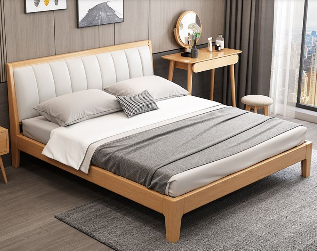 High Quality Floating Bed Frame Solid Oak Wood Tatami Bed Custom Headboard Single And Twin Queen King Size