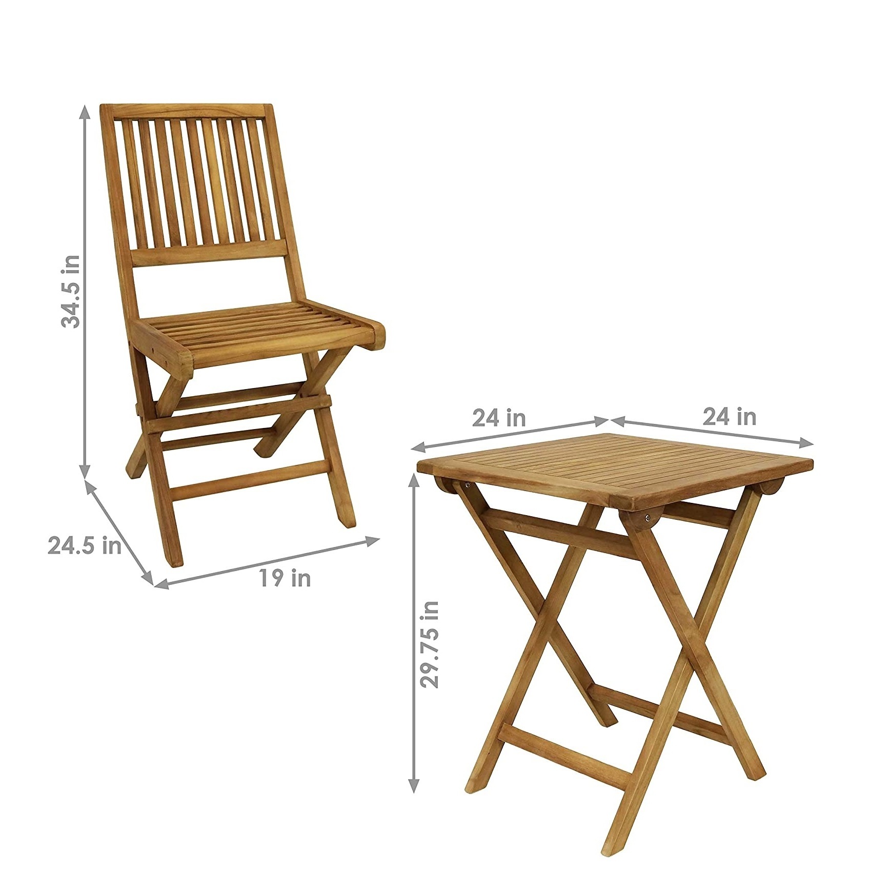 Foldable OEM Customized Size Outdoor Wood Dining And Tea Set Including 2 Chairs And 1 Table