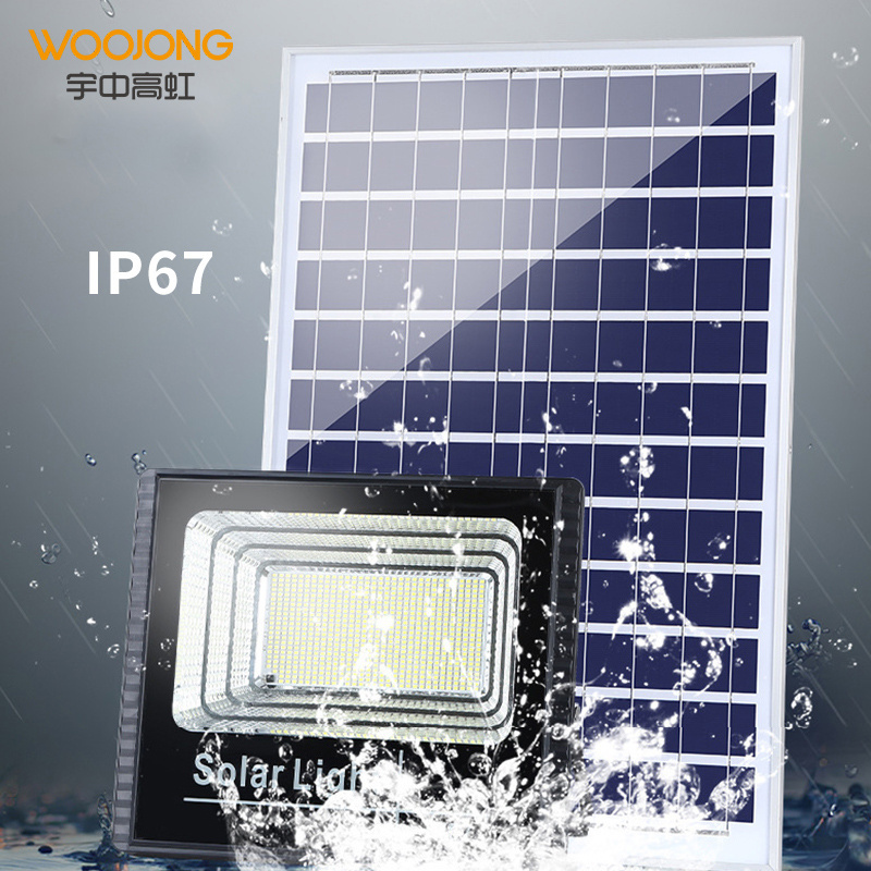 WOOJONG 2024 hot sell IP65 outdoor using waterproof solar flood light 150 solar led floodlights for garden