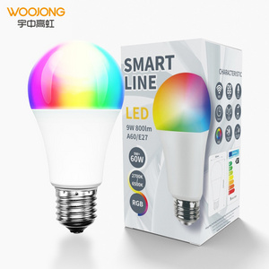 WOOJONG Good Quality Wifi Smart led light A60 7W 9W dimmable bulb with Tuya Alexa Google Tmall Genie