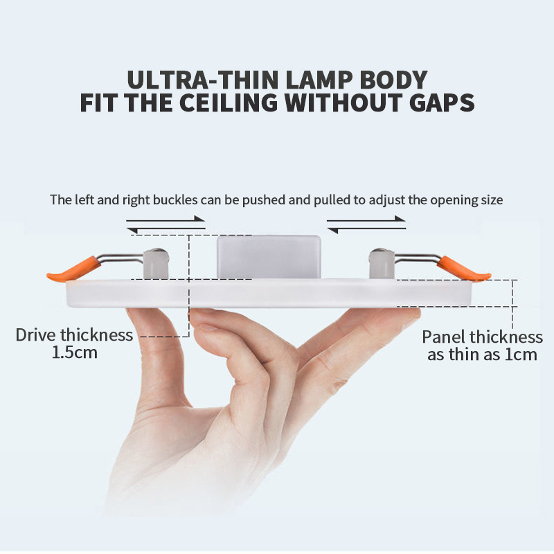 WOOJONG Cutout Hole Size Adjustable commercial Frameless Round Downlight Recessed Square Ceiling 15w 18w Led Panel Light