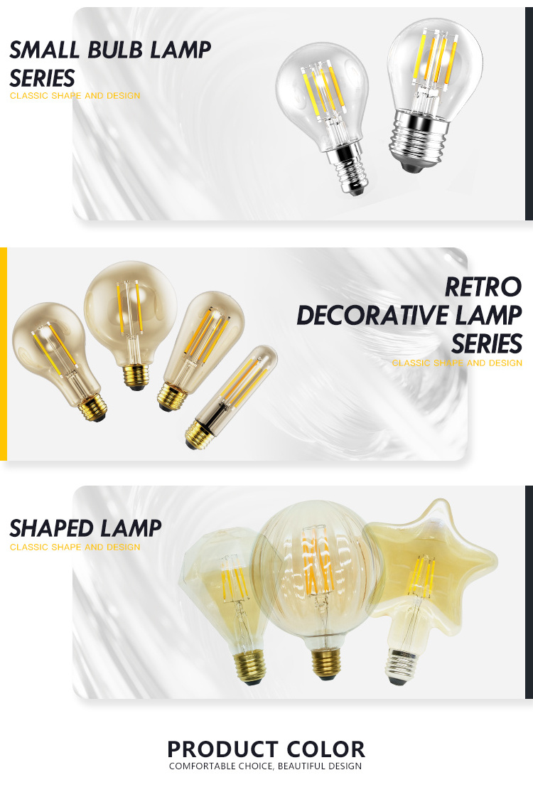 Chinese supplier classic style led filament bulb E26 E27 B22 lighting led edison filament lamp