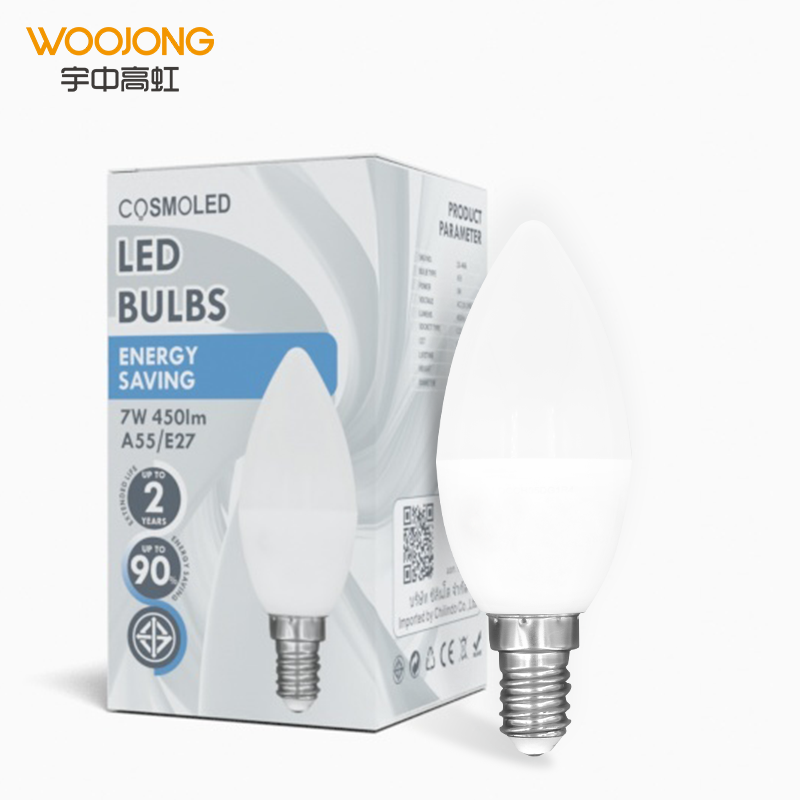 WOOJONG Factory Supplier LED Bulb LED Plastic High Quality 5W lights C37 E14 LED Candle Bulb flicker flame bulb Indoor Lighting