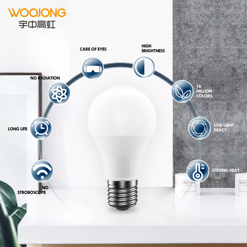 Woojong good quality New LED Bulb A60 10w  soft light white body LED Lamp Lights