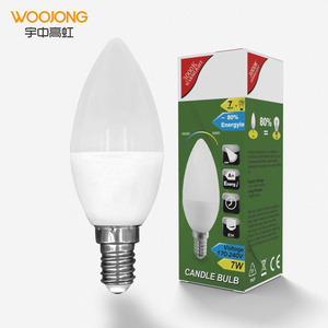 WOOJONG manufacture led candle light bulb c37 6W e14 c35 e27 candle warmer light bulb