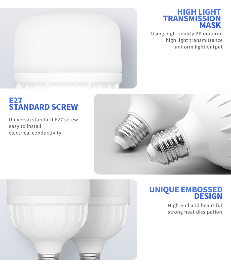 WOOJONG HIGH QUALITY HIGH POWER PLASTIC T SHAPE BULBS FOR INDOOR LIGHTING