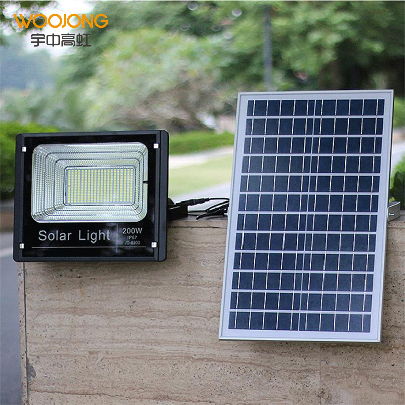 WOOJONG 2024 hot sell IP65 outdoor using waterproof solar flood light 150 solar led floodlights for garden