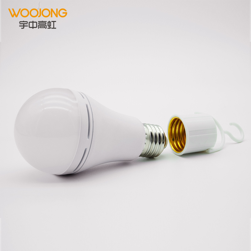 WOOJONG A60/A70/A80 7/9/12W bombillas recargables bombillas led recargable hook bulb with battery for camping