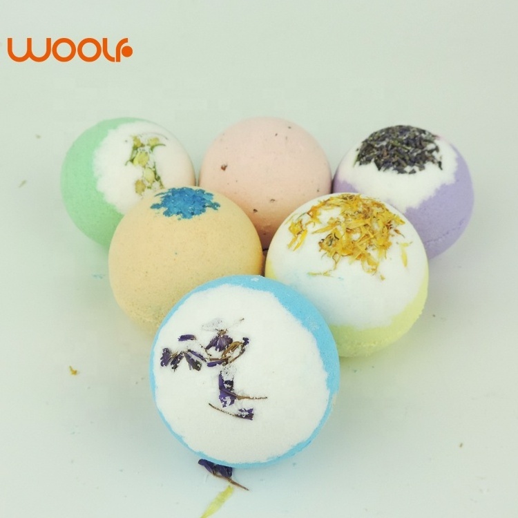 Private Label Wholesale Chamomile Essential Oil Natural Bath Bombs Paper Packaging Multi-color Bathbombs