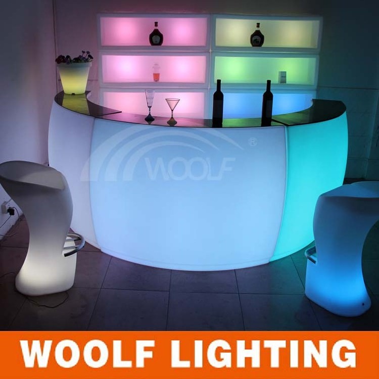 led lighted semi circle bar reception counter