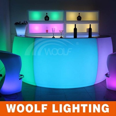 led lighted semi circle bar reception counter