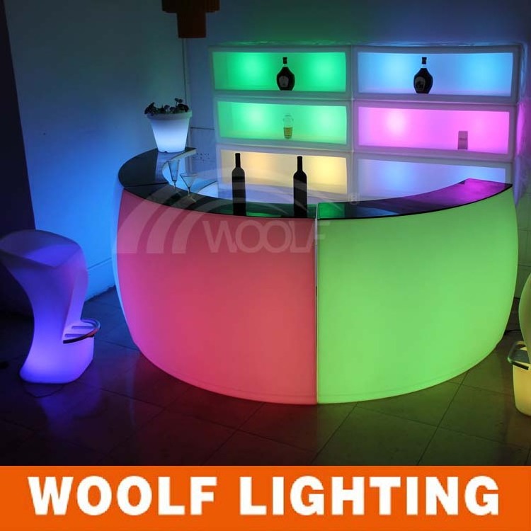 led lighted semi circle bar reception counter