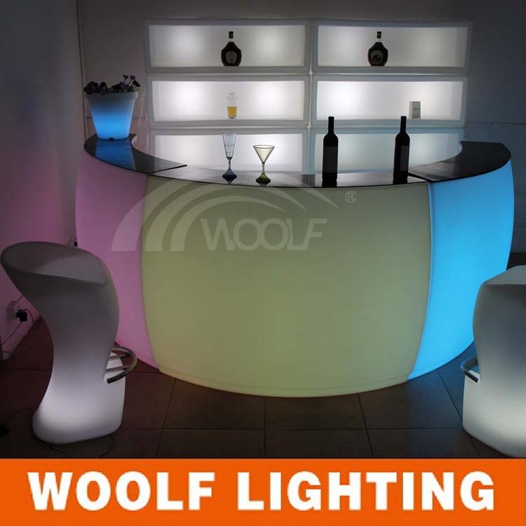 led lighted semi circle bar reception counter