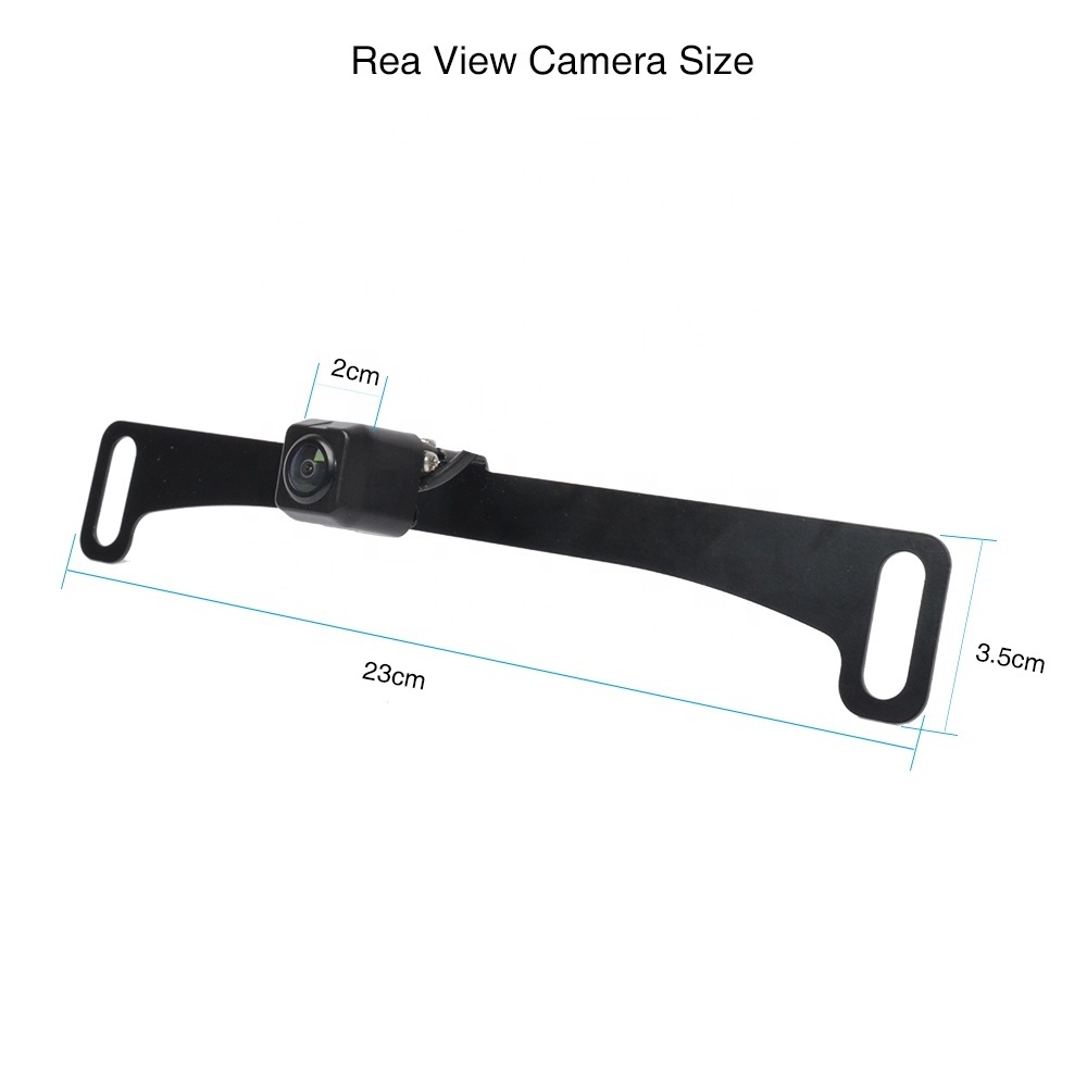 Small License Plate Frame Backup or Front Camera with 8 IR LED Night Vision IP68 Waterproof and 170 degree Wide Angle Camera