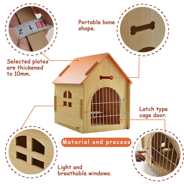 Wooden crate dog house kennel for pets furniture log cabin pet shelter cat rabbit bunny pet cages houses furniture