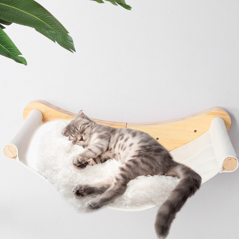 Sisal Rope Cat Hammock Wall Mounted Cat Shelf with Two Steps Wall Shelves and Perches Cat Bed