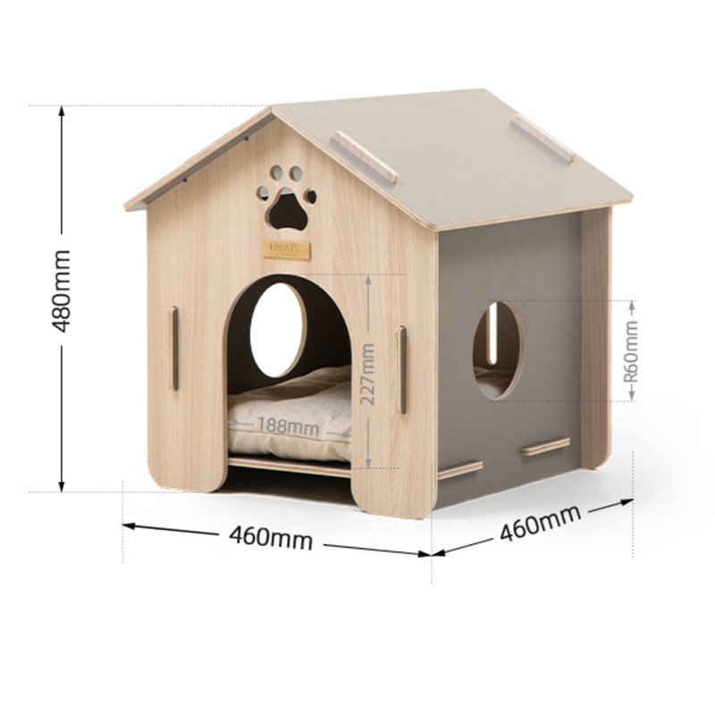 Wooden Animal Kennel Pet Bed Cat House Decoration Modern Design Movable Solid Wood Indoor Pet Dog Cat House Foldable Pet House